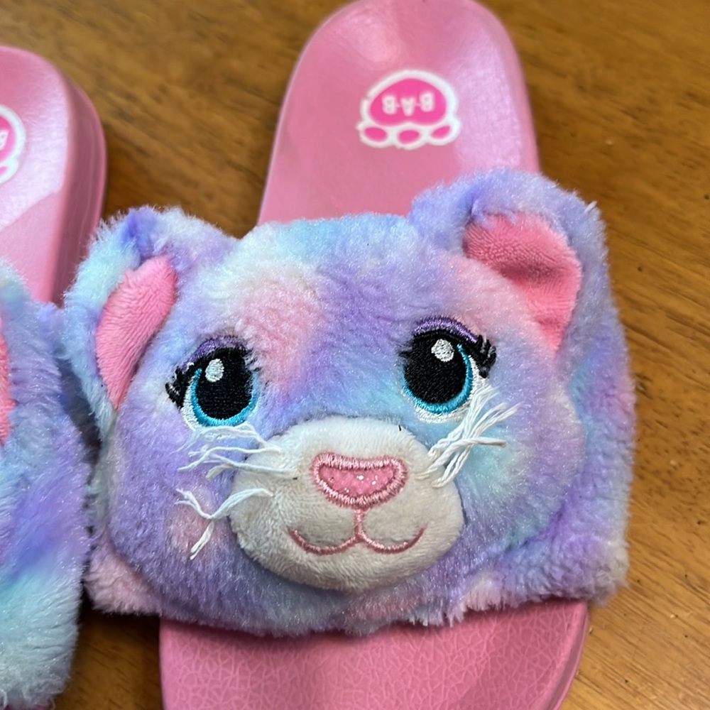 Build a Bear Brand Pastel Plush Sandals Size 2-3 Pink/Purple/Blue - Picture 7 of 7